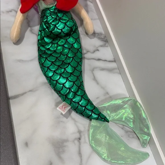 Ty Ariel Mermaid Plush - Red Hair, Green Tail, Purple Top - Picture 7 of 9